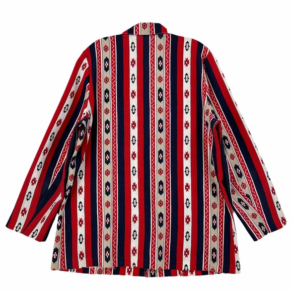 Vintage Native Pattern Red, White, Blue, Khaki Unlined Blazer by Bon Worth USA - Picture 6 of 13